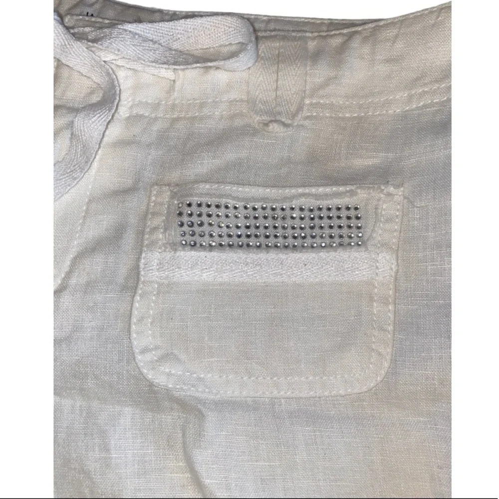 INC White Rhinestone Linen Shorts - Picture 5 of 9